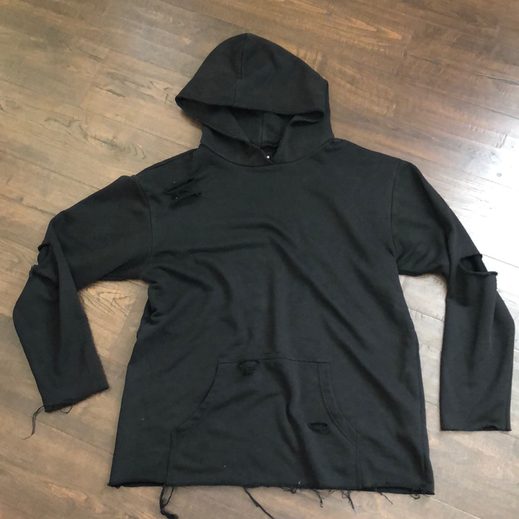Fade To Black Ripped Hoodie